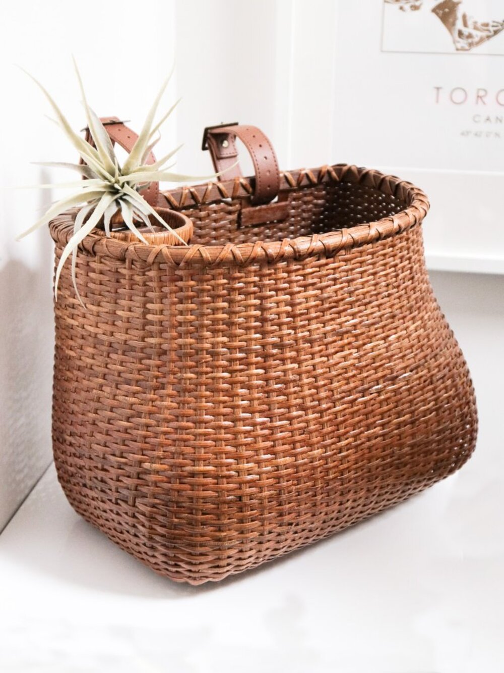 Wicker Bicycle Basket w/ Cup Holder, Suitable for Adults or Kids, Summer Market